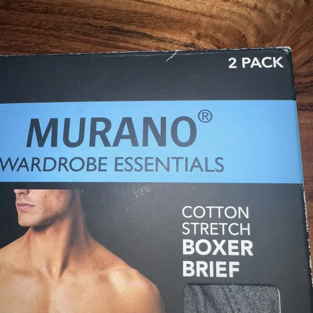 Murano Mens Black 2-Pack Comfort Stretch Boxer Briefs Gray/Black Size Small